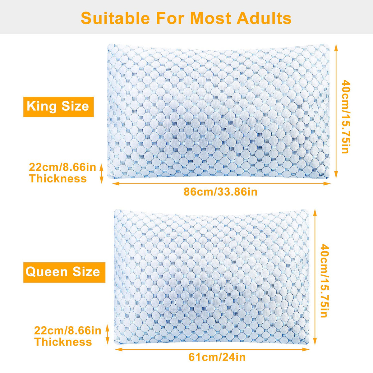 Gel-Infused Memory Foam Pillow, 1 or 2 Pieces