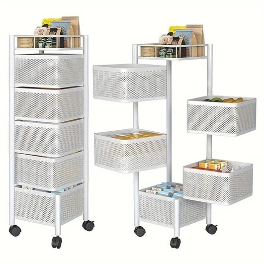 5-Tier Rotating Kitchen Basket Trolley