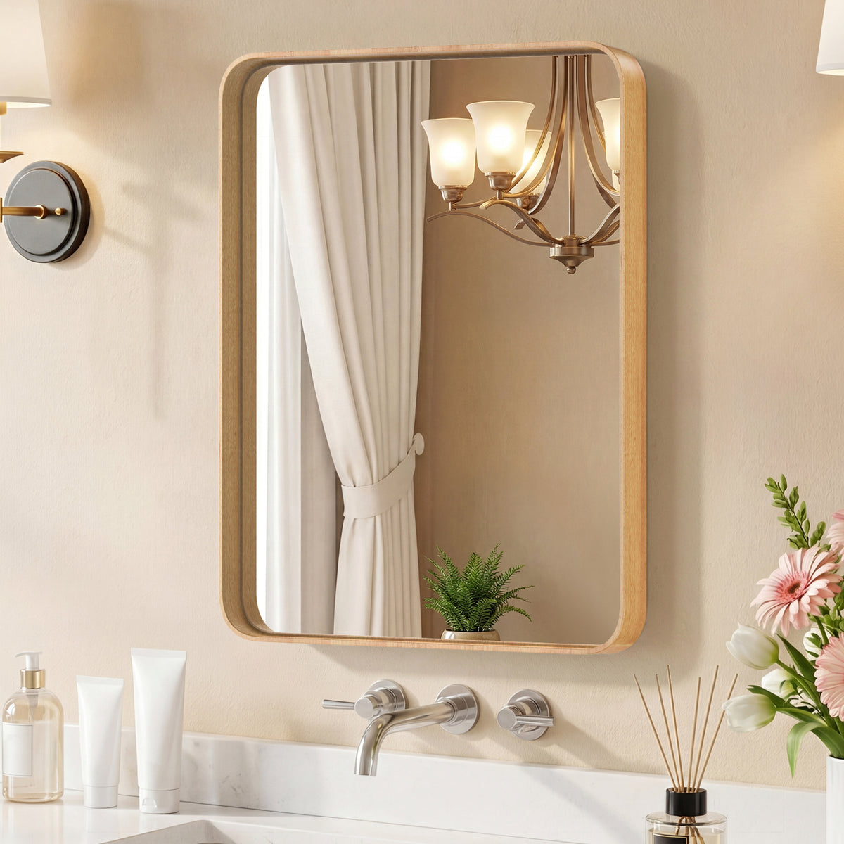 Metal-Frame Rectangular Wall Mirror