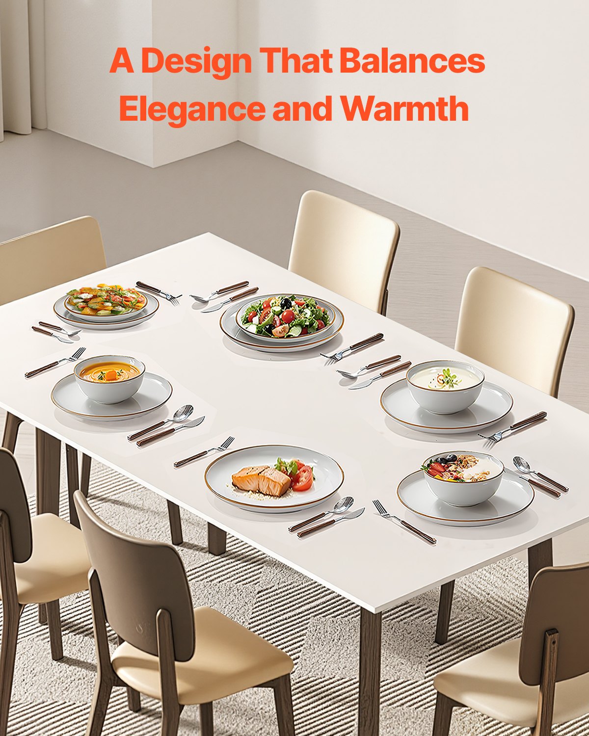 18-Piece White Ceramic Dinnerware Set for 6