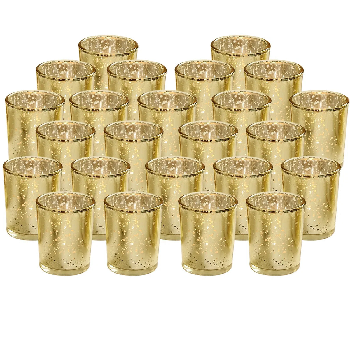 24-Piece Gold Mercury-Glass Candle Holder Set