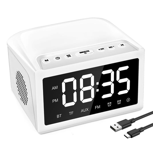 Digital Alarm Clock Radio with Bluetooth Speaker