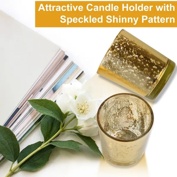 Gold Glass Tealight Candle Holders, 24 Pieces