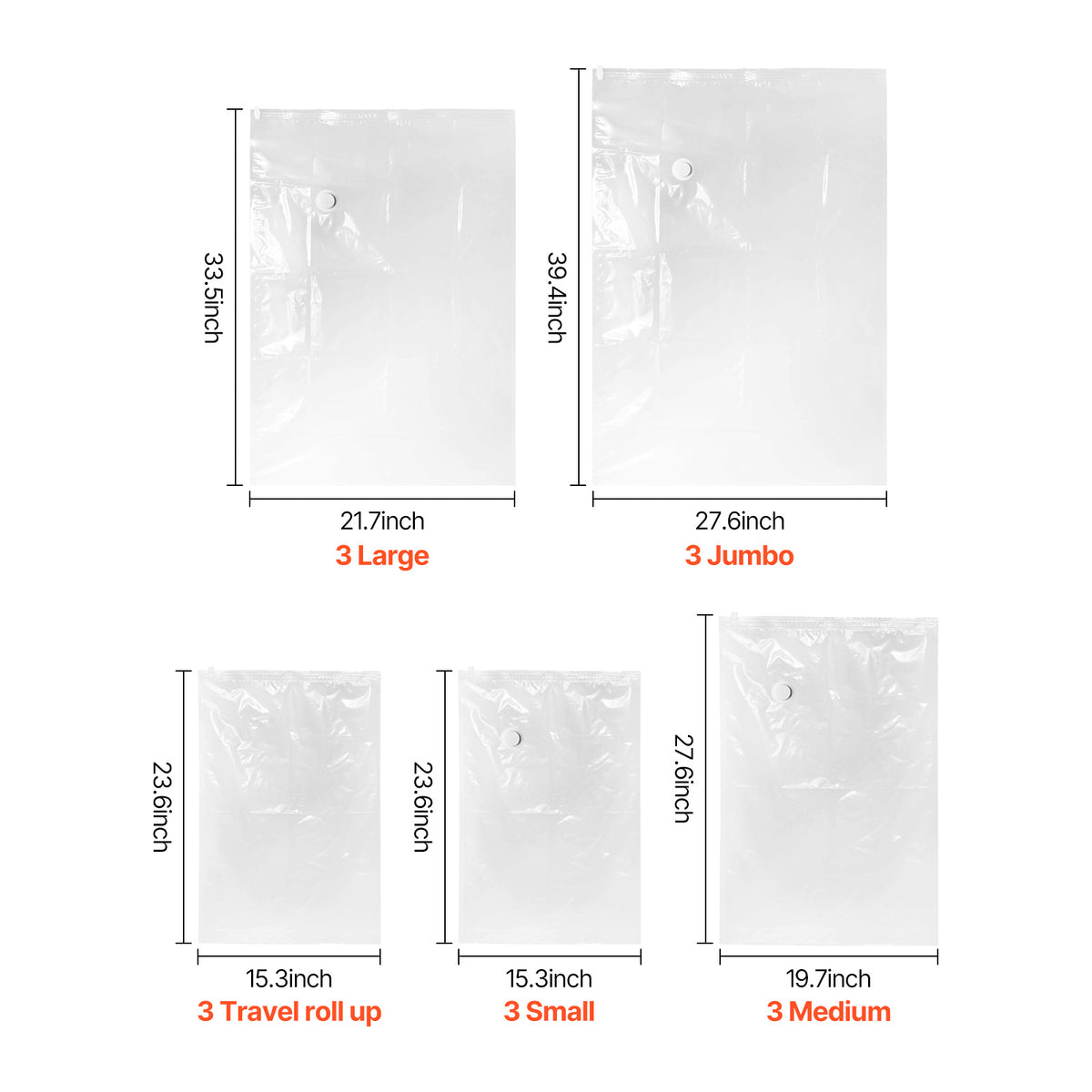 15 Vacuum Storage Bags with Electric Pump