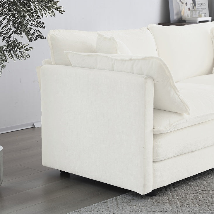Fabric Double Sofa with 4 Pillows