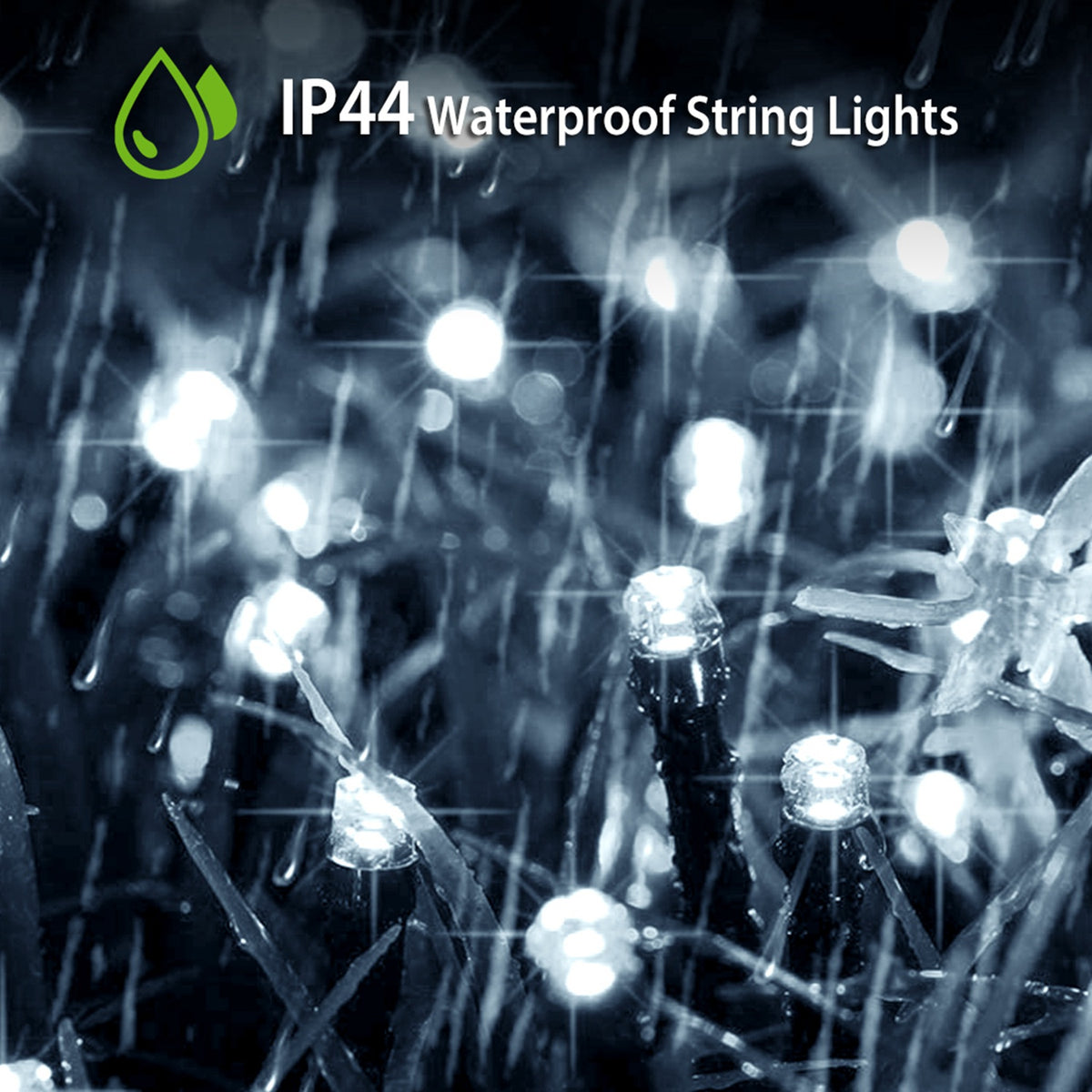 12m Cool-White Solar String Lights