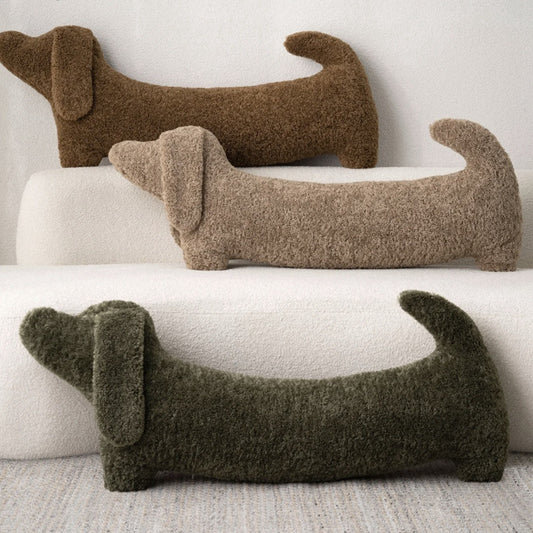 Dachshund-Shaped Faux-Cashmere Throw Pillow