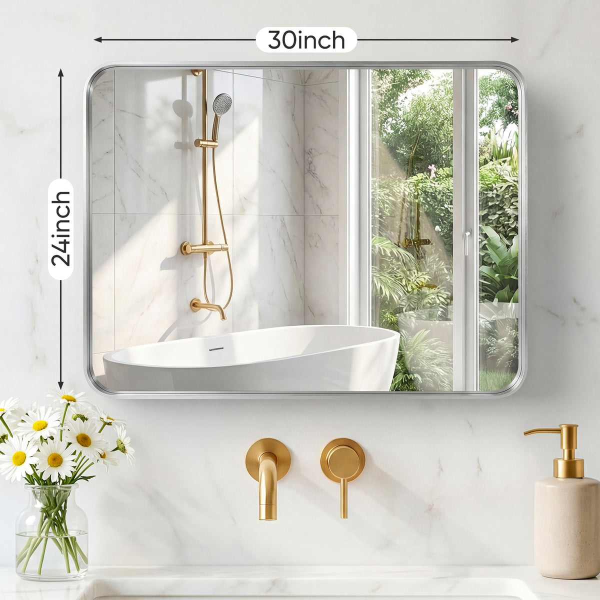 Rectangular Metal-Frame Wall Mirror