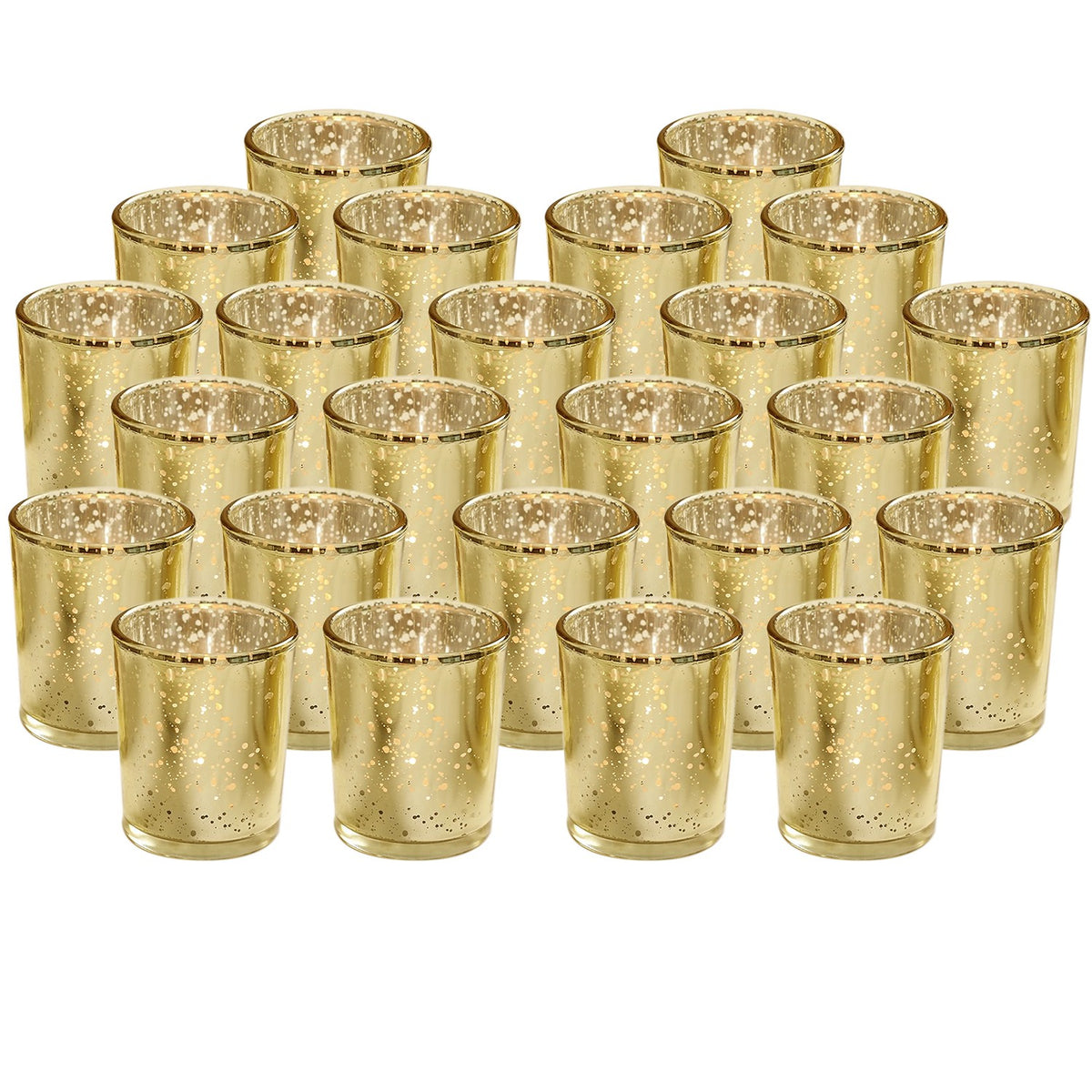 24 Gold Glass Votive and Tealight Candle Holders