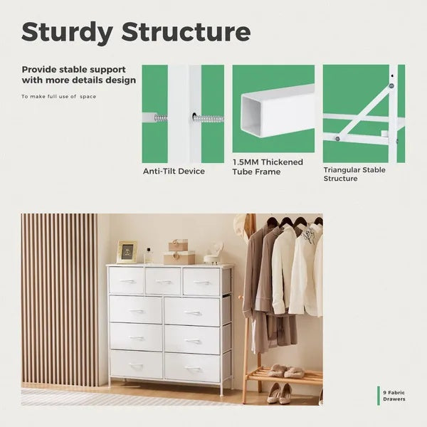 Tall Wardrobe Storage Cabinet with Drawers