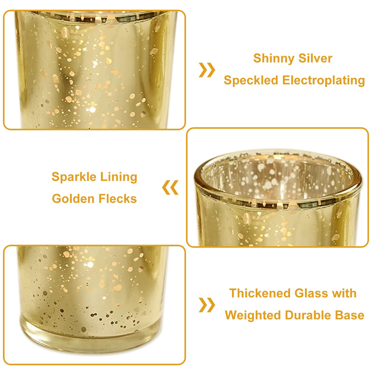 24 Gold Glass Votive and Tealight Candle Holders
