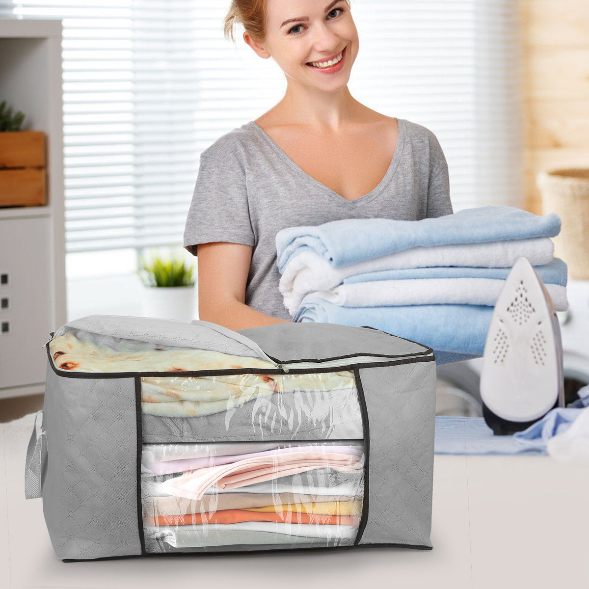 2-Piece Clothes Storage Bag Set with Clear Windows