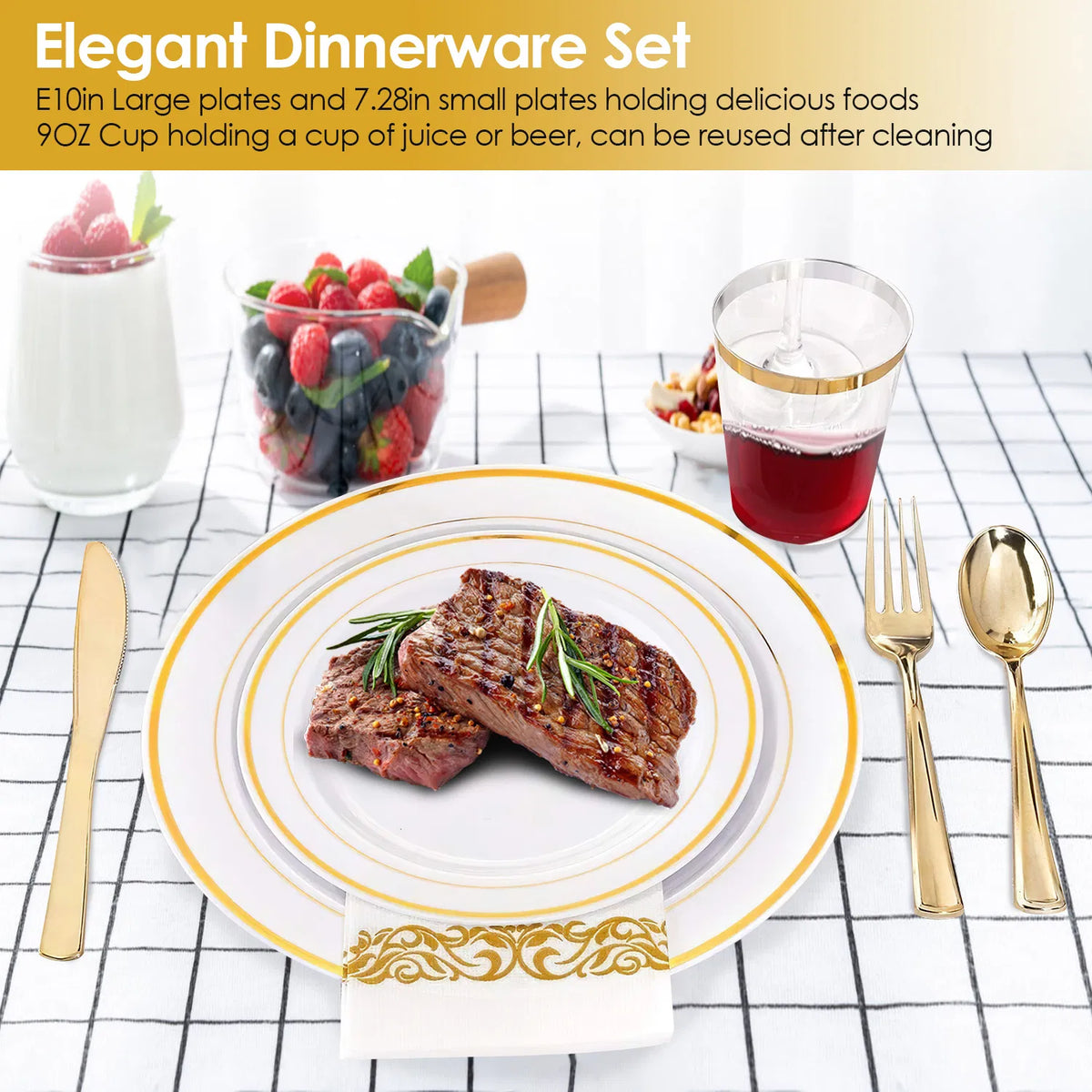 175-Piece Gold Disposable Party Dinnerware Set