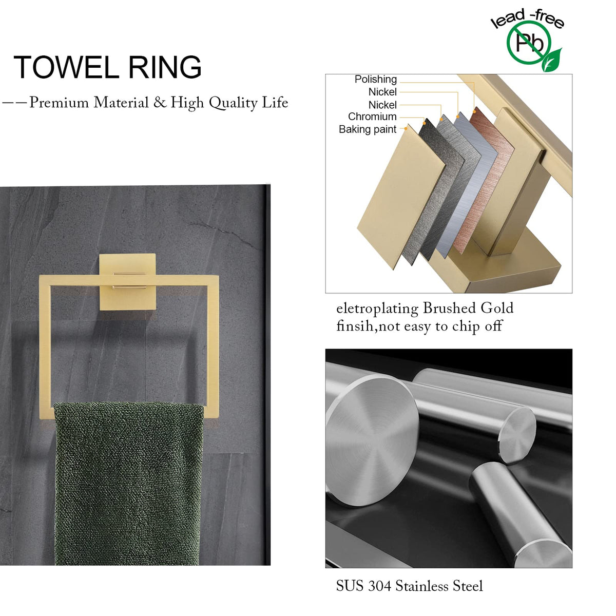 5-Piece Stainless Steel Bathroom Towel Bar Set