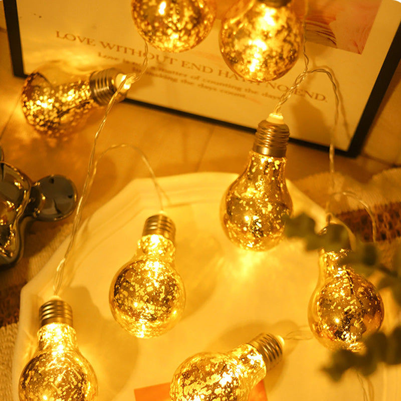 Gold Foil Globe String Lights, 10 LEDs