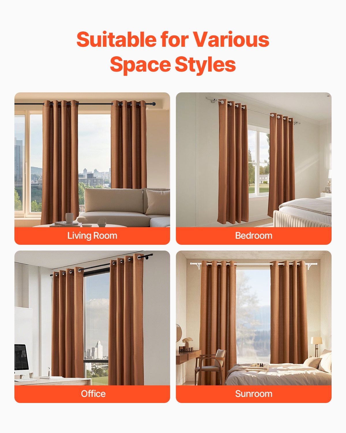 Linen-Style Grommet Curtain Pair, 52 x 84 Inches