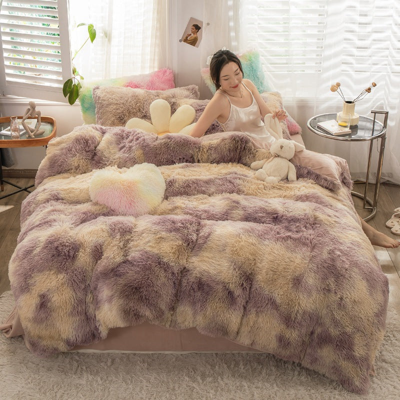 4-Piece Printed Velvet Bedding Set