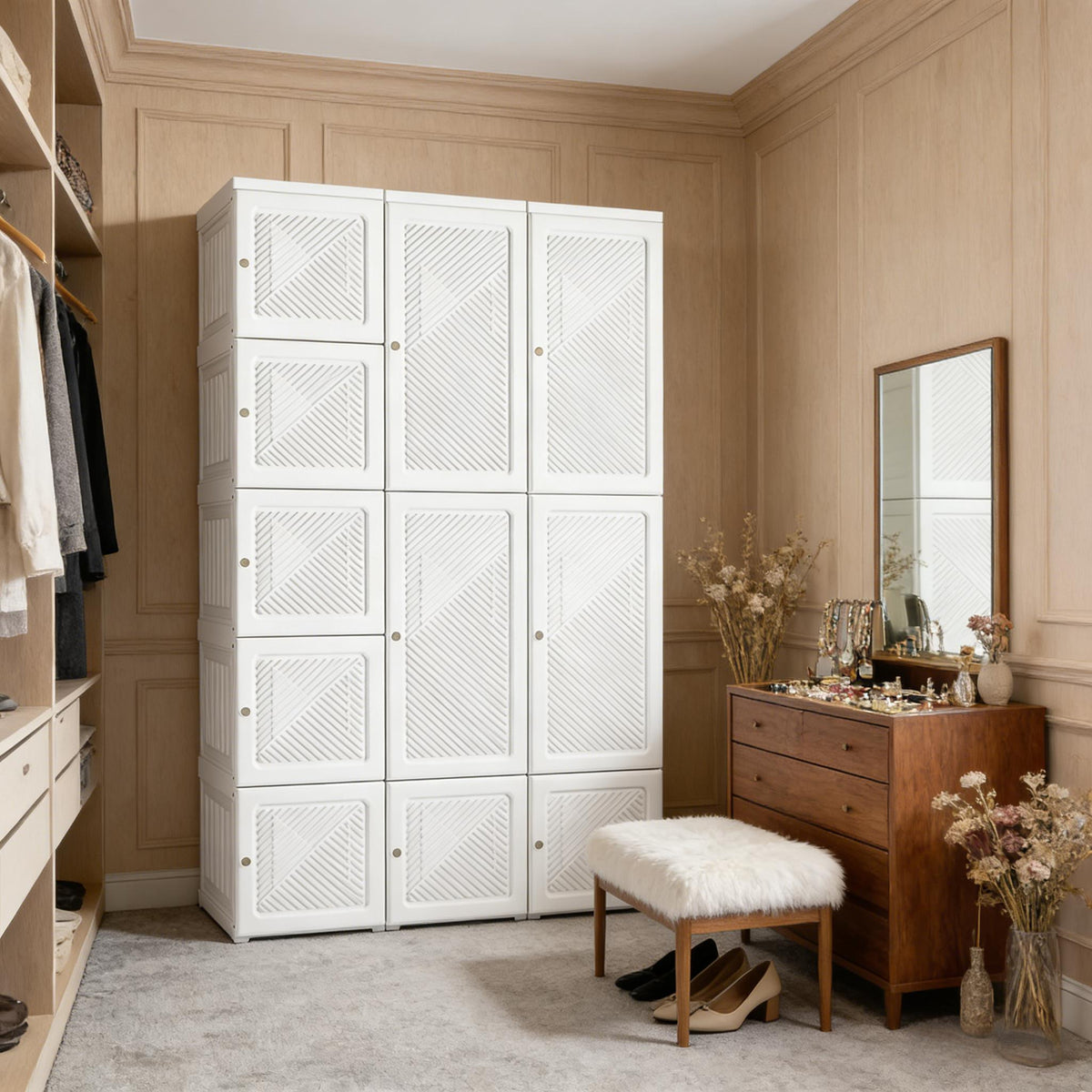 Portable Entryway Wardrobe Storage Cabinet
