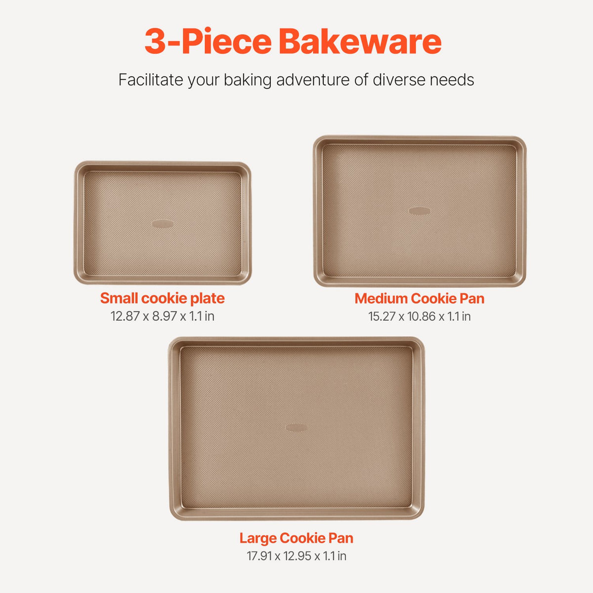 Carbon Steel Baking Pans with Silicone Handles, 3 Pieces