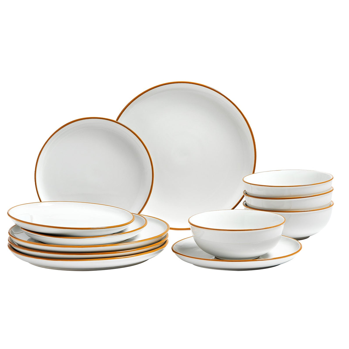 12-Piece White Ceramic Dinnerware Set for 4