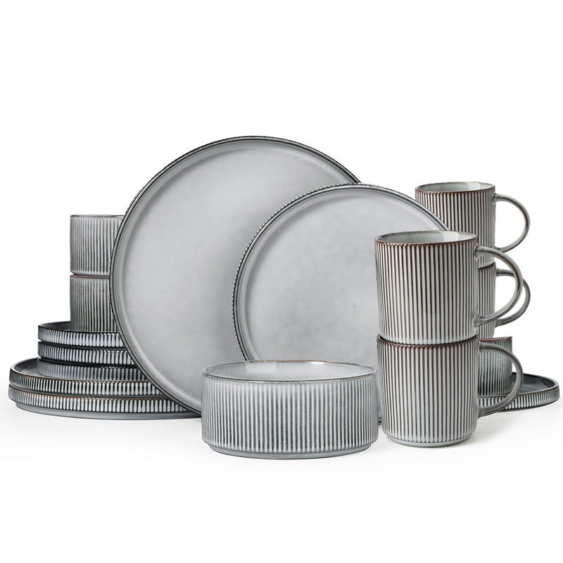 Vintage-Style Embossed Ceramic Dinnerware