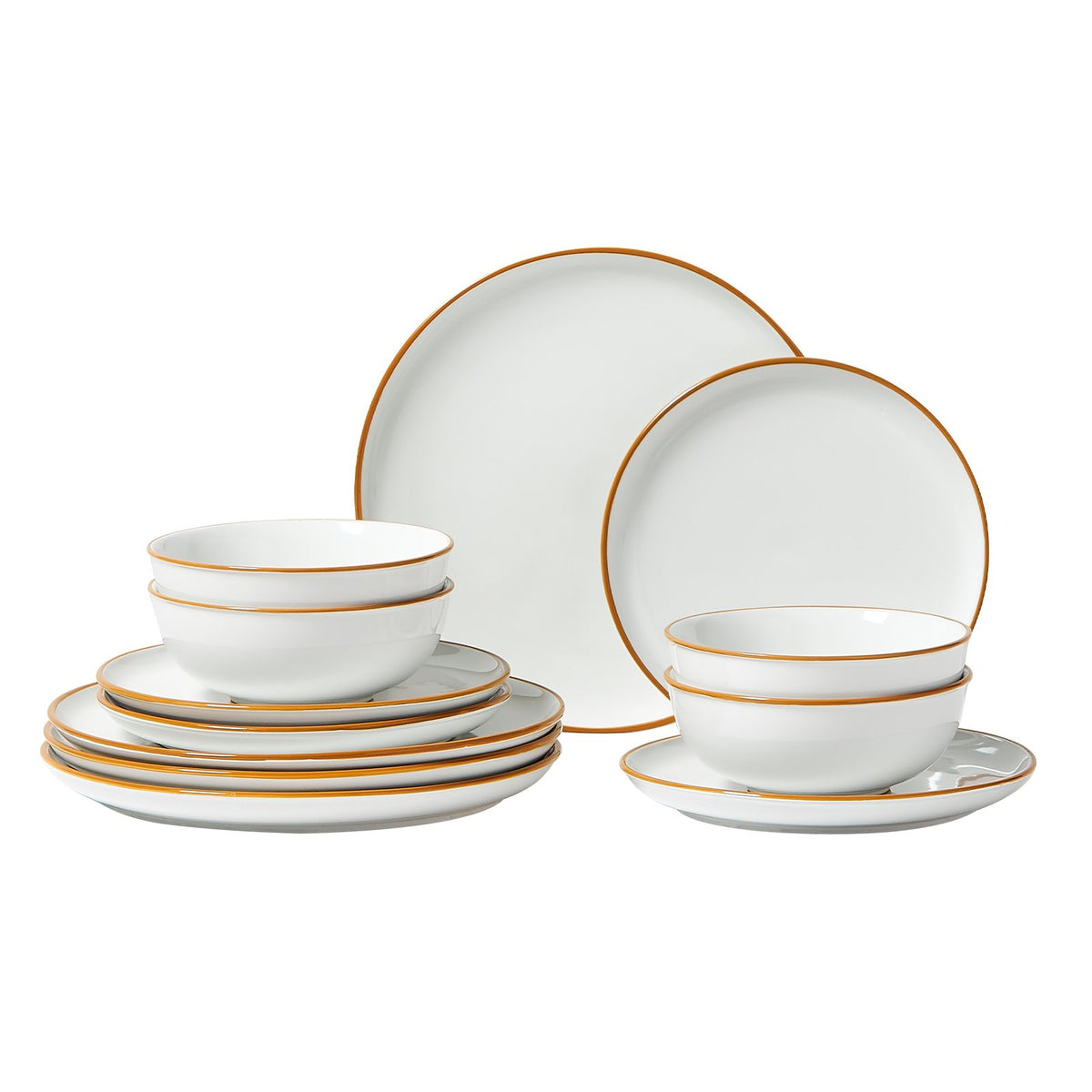 12-Piece White Ceramic Dinnerware Set for 4