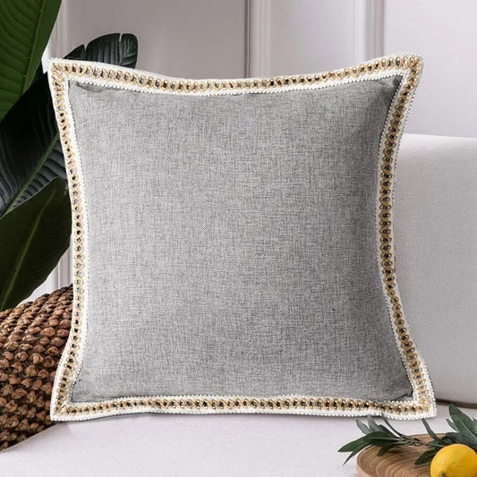 2-Piece Retro Linen-Trimmed Pillowcase Set