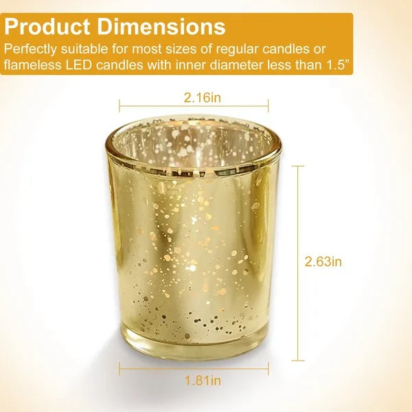 Gold Glass Tealight Candle Holders, 24 Pieces