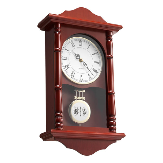 18-Inch Cherry-Tone Pendulum Wall Clock