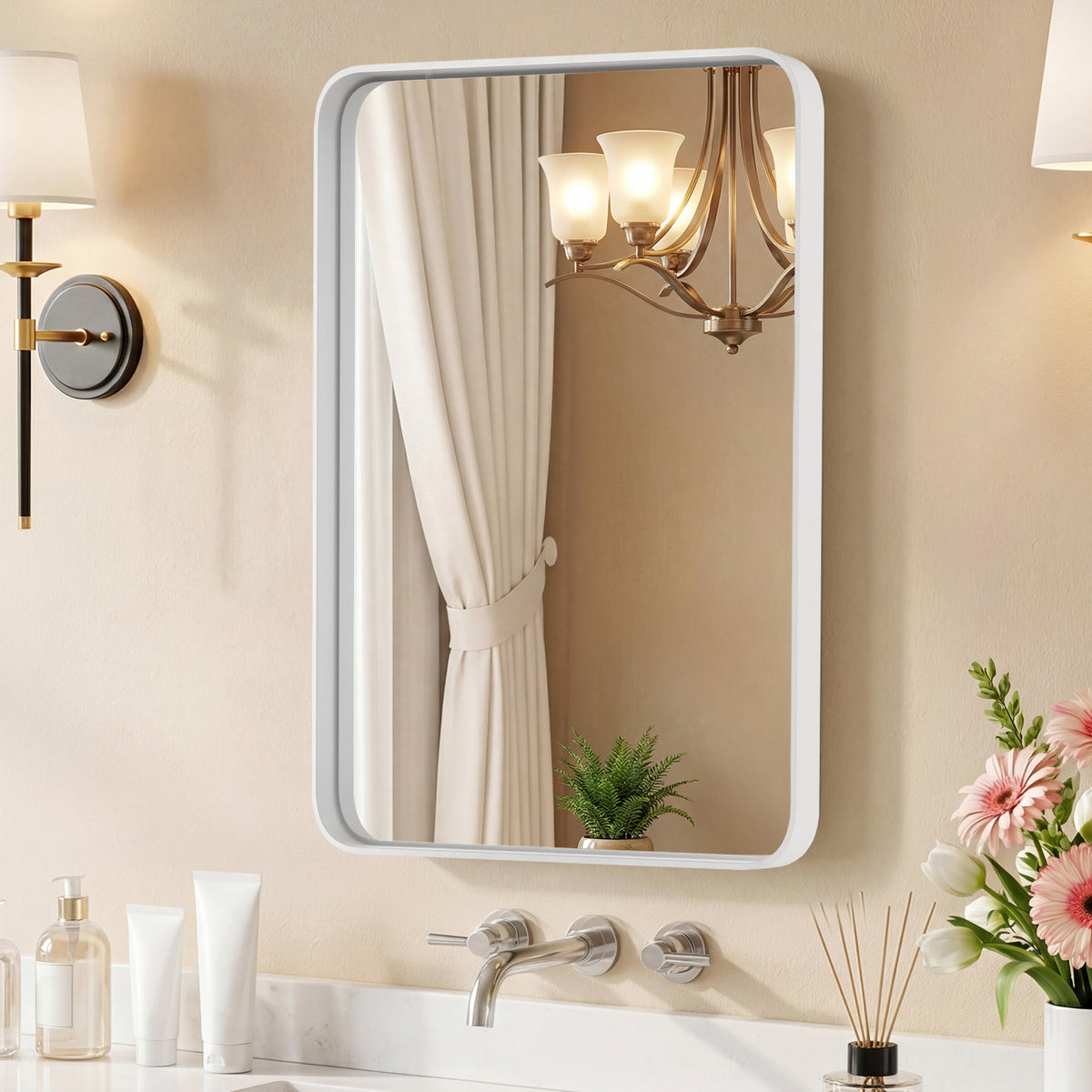 Metal-Frame Rectangular Wall Mirror