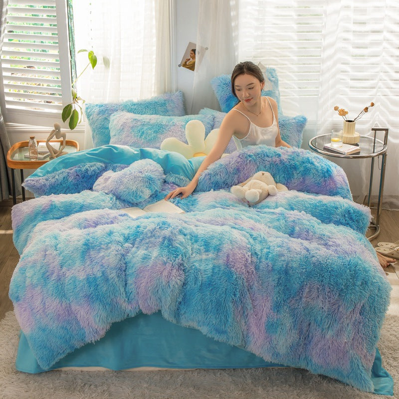 4-Piece Printed Velvet Bedding Set