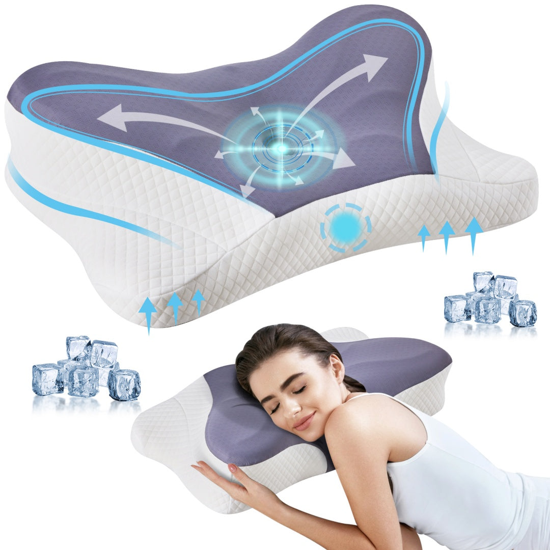 Dual-Height Contoured Memory Foam Neck Pillow