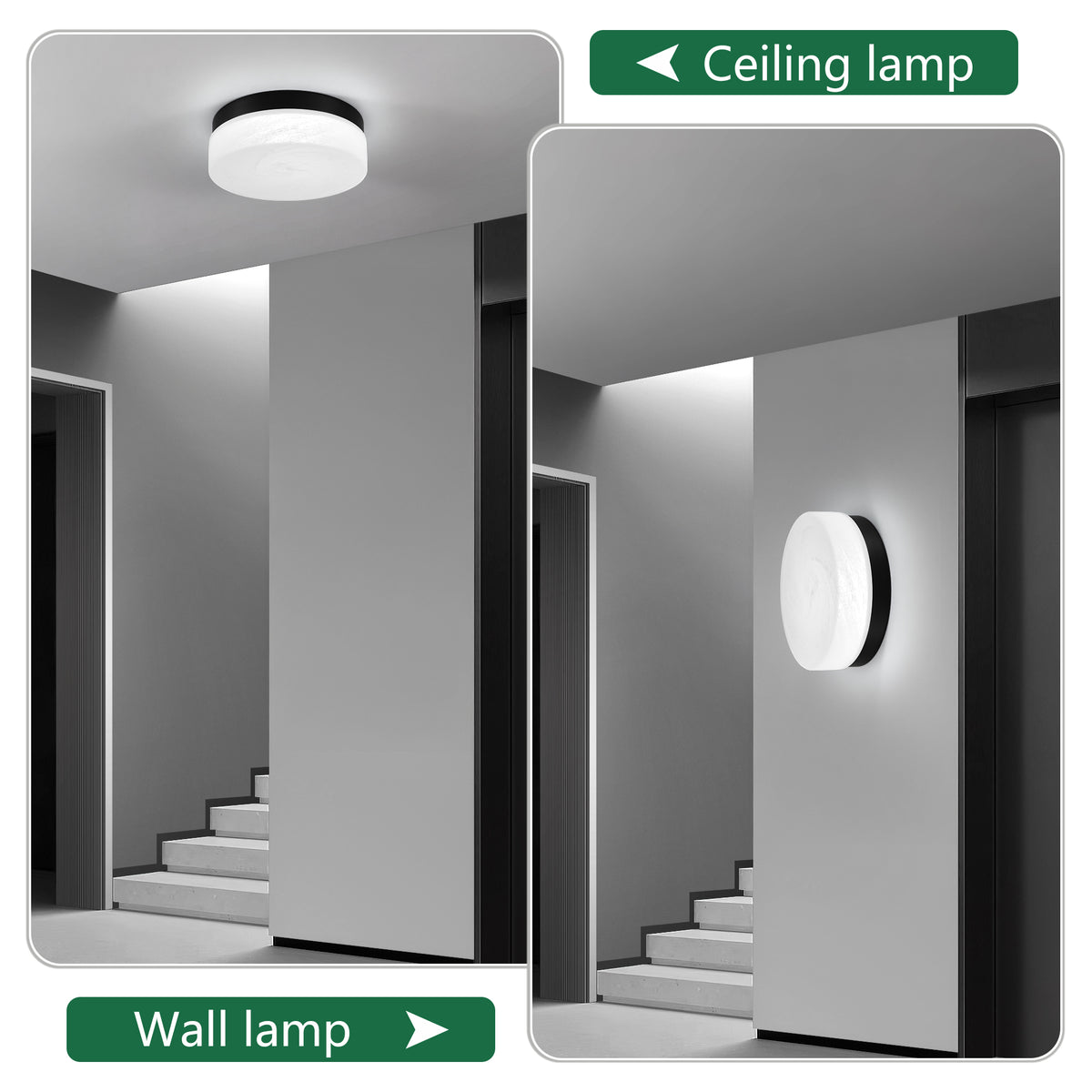 12-Inch Black LED Flush-Mount Ceiling Light, 24W