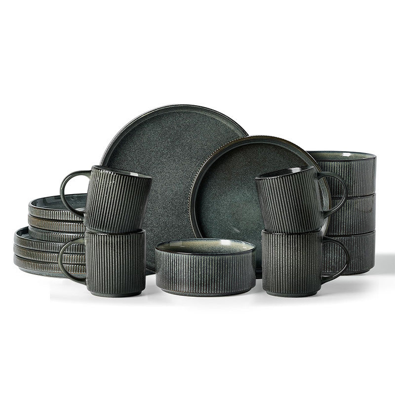 Vintage-Style Embossed Ceramic Dinnerware