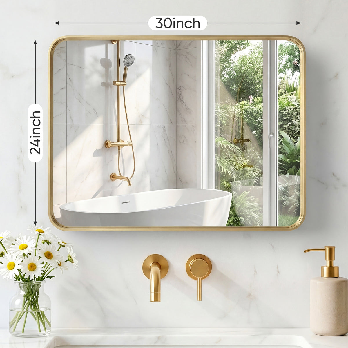 Rectangular Metal-Frame Wall Mirror