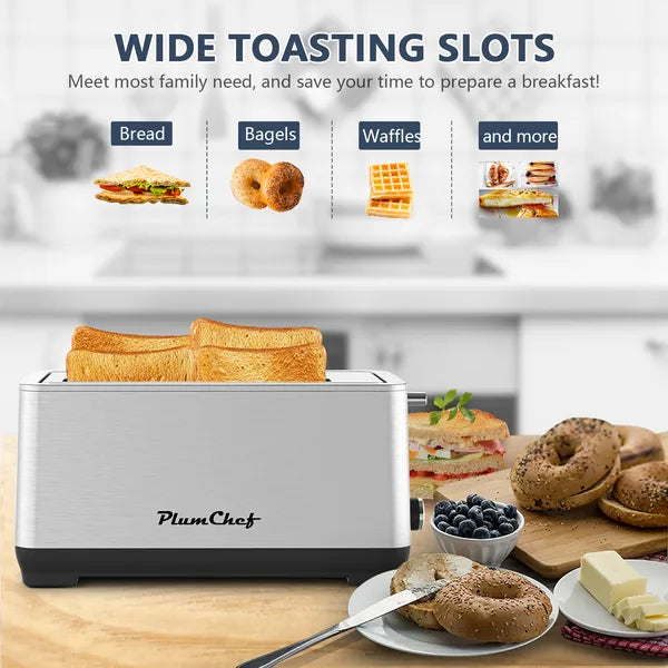 4-Slice Stainless Steel Long-Slot Toaster