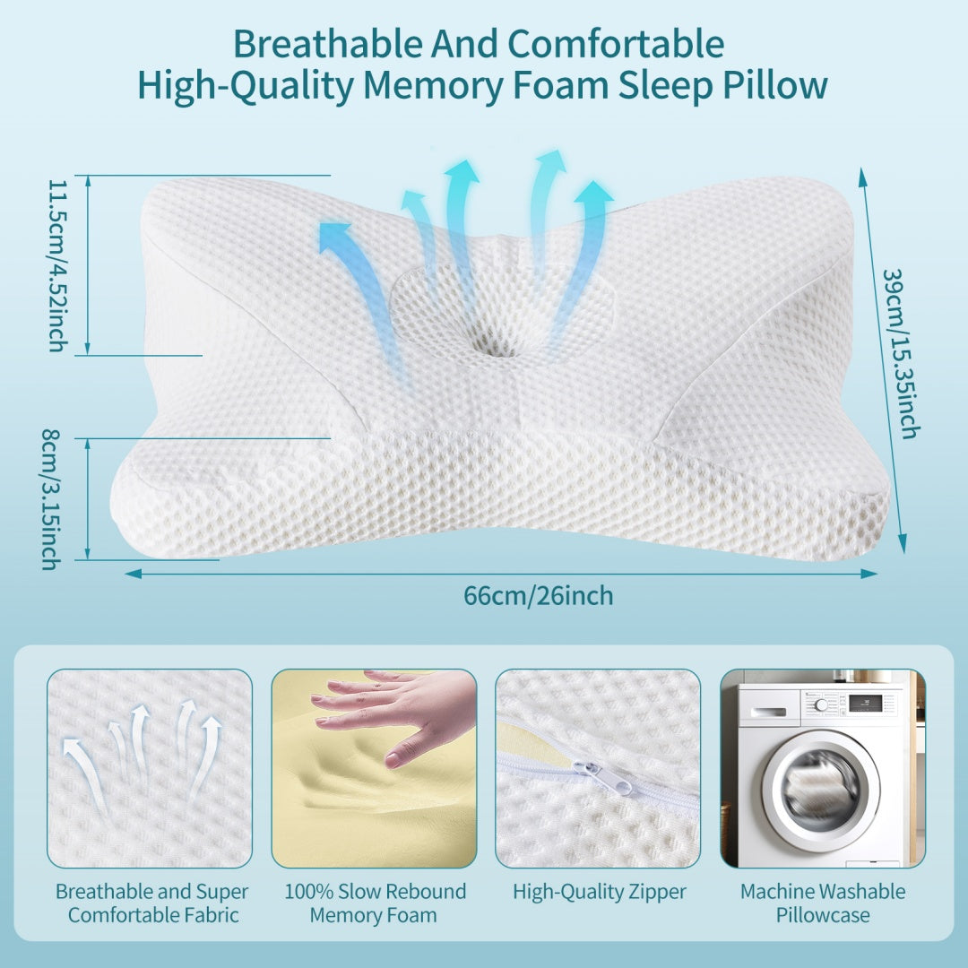 Dual-Height Contoured Memory Foam Neck Pillow