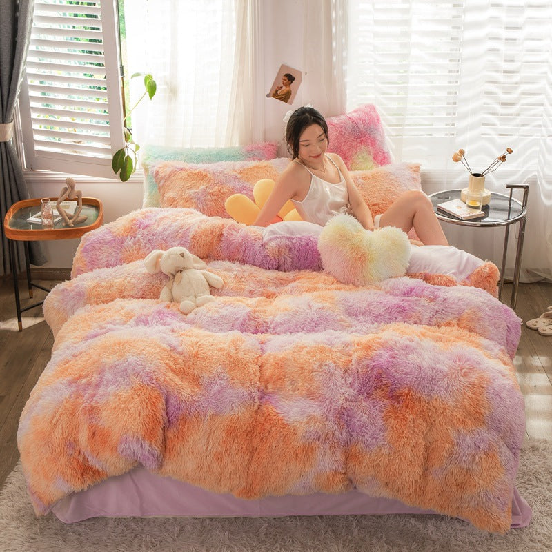 4-Piece Printed Velvet Bedding Set
