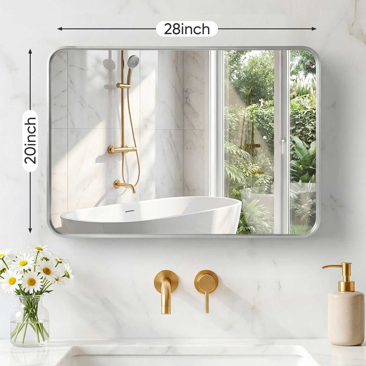 Rectangular Metal-Frame Wall Mirror