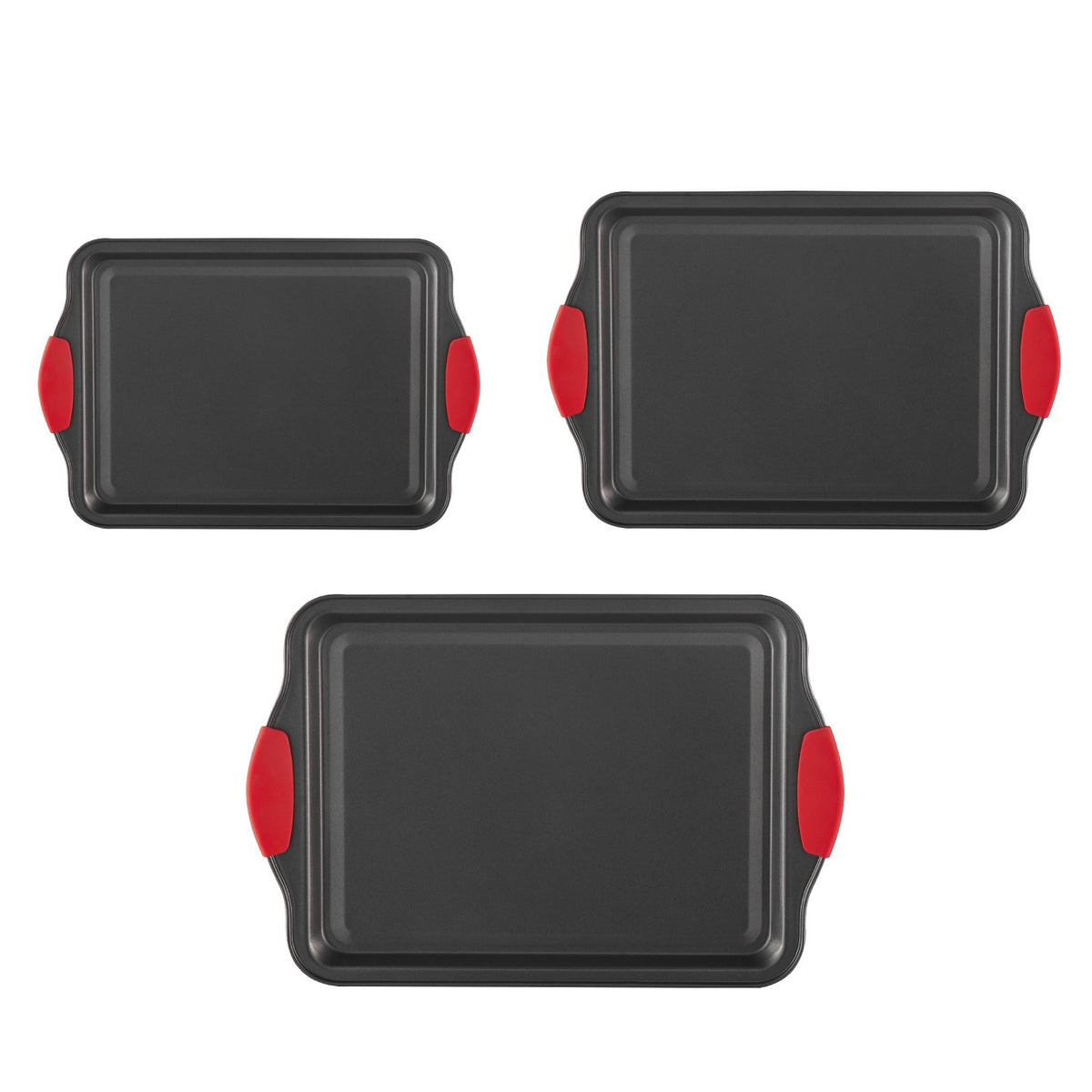 3-Piece Carbon Steel Baking Pan Set with Silicone Handles
