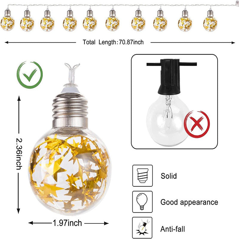 Gold Foil Globe String Lights, 10 LEDs