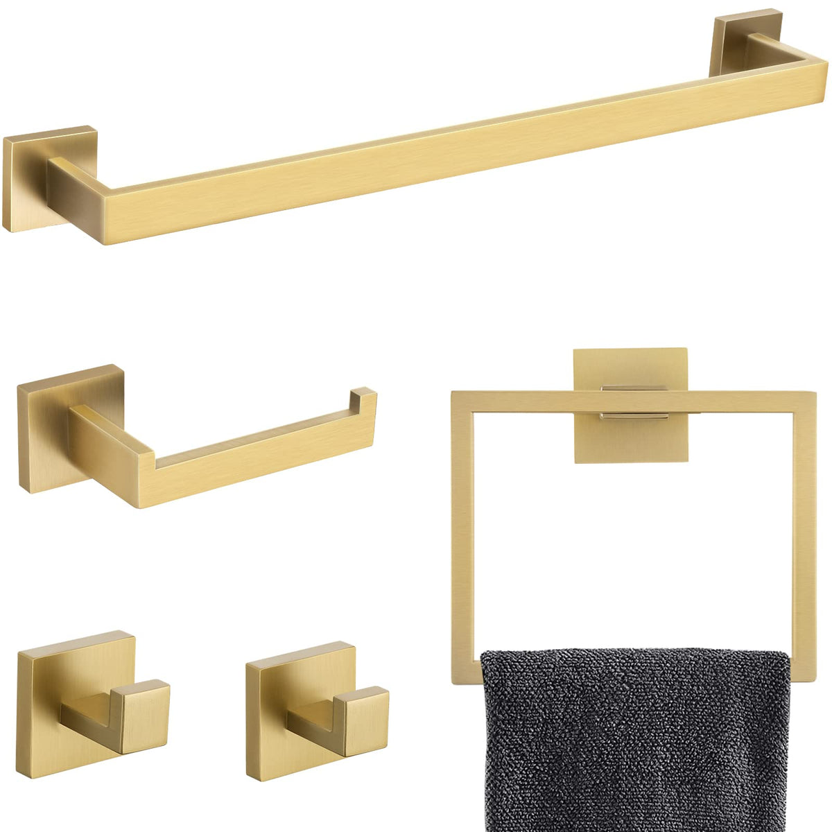 5-Piece Stainless Steel Bathroom Towel Bar Set