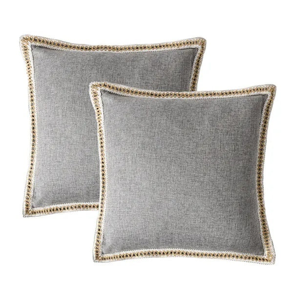 2-Piece Retro Linen-Trimmed Pillowcase Set