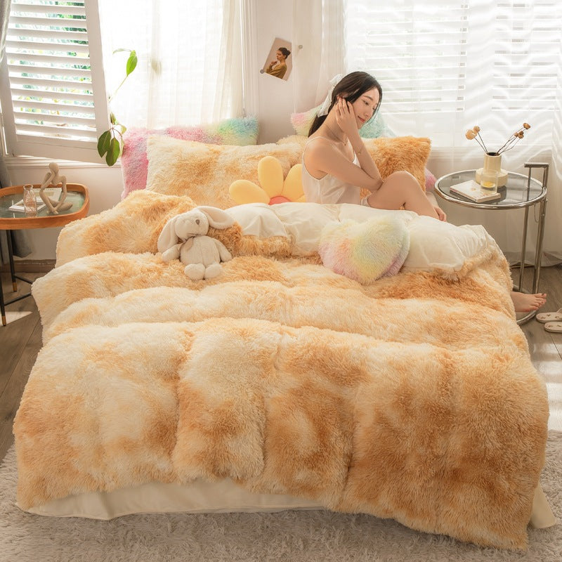 4-Piece Printed Velvet Bedding Set