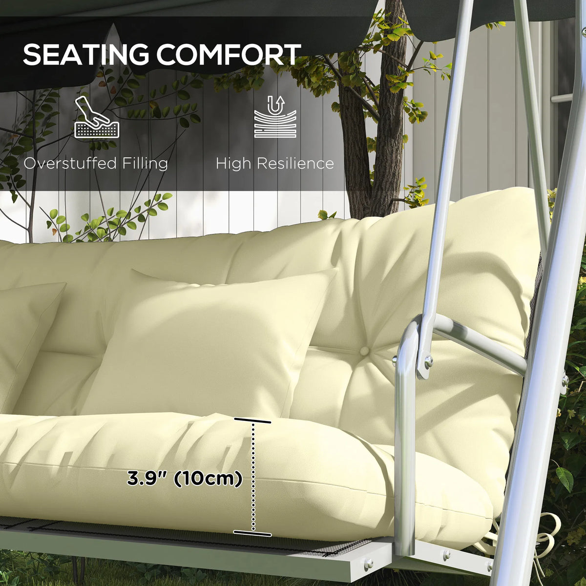 4-Piece Cream Patio Chair Cushion Set with Ties