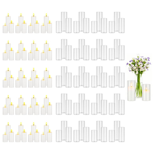 120-Piece Pillar Candle and Glass Vase Set