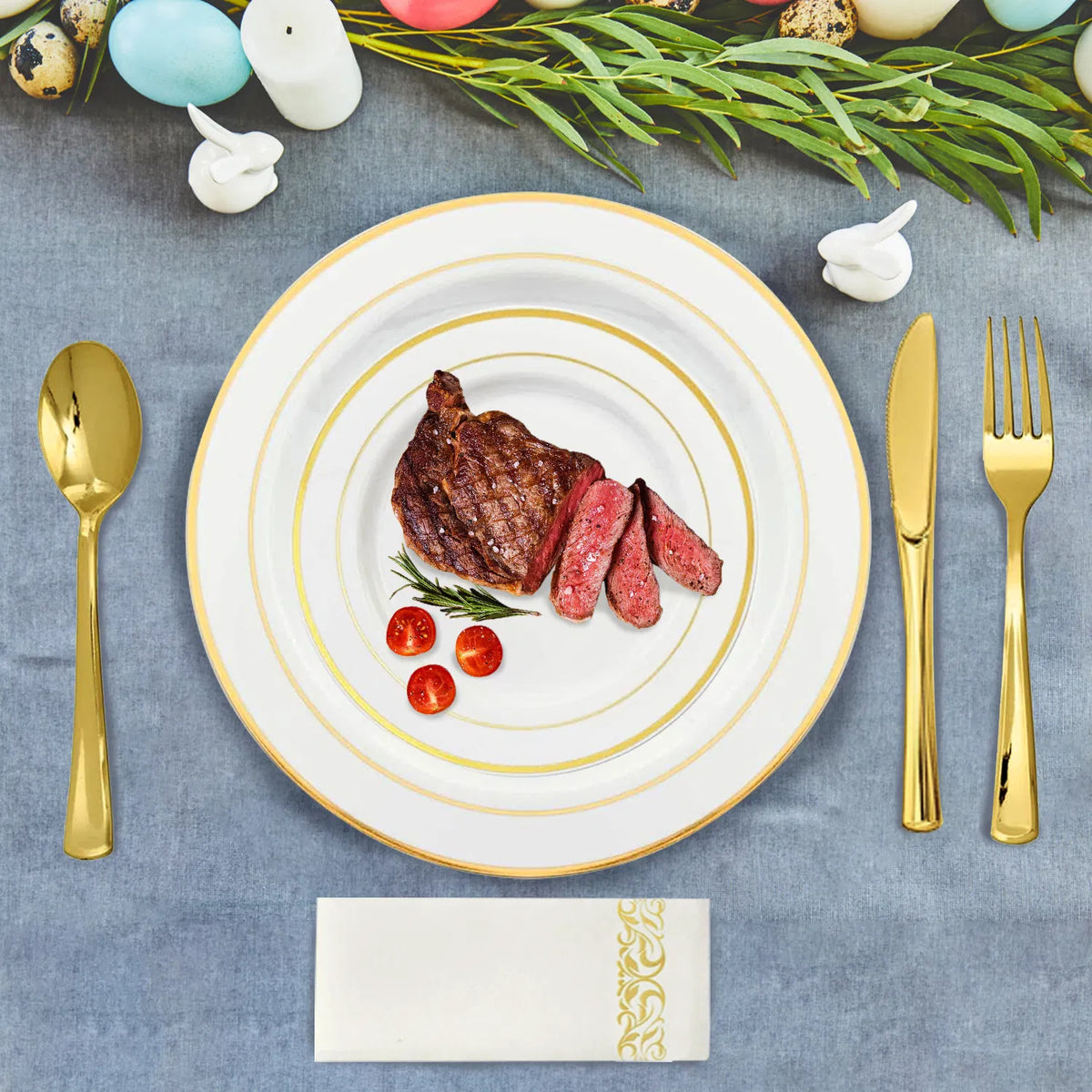 175-Piece Gold-Rim Disposable Dinnerware for 25