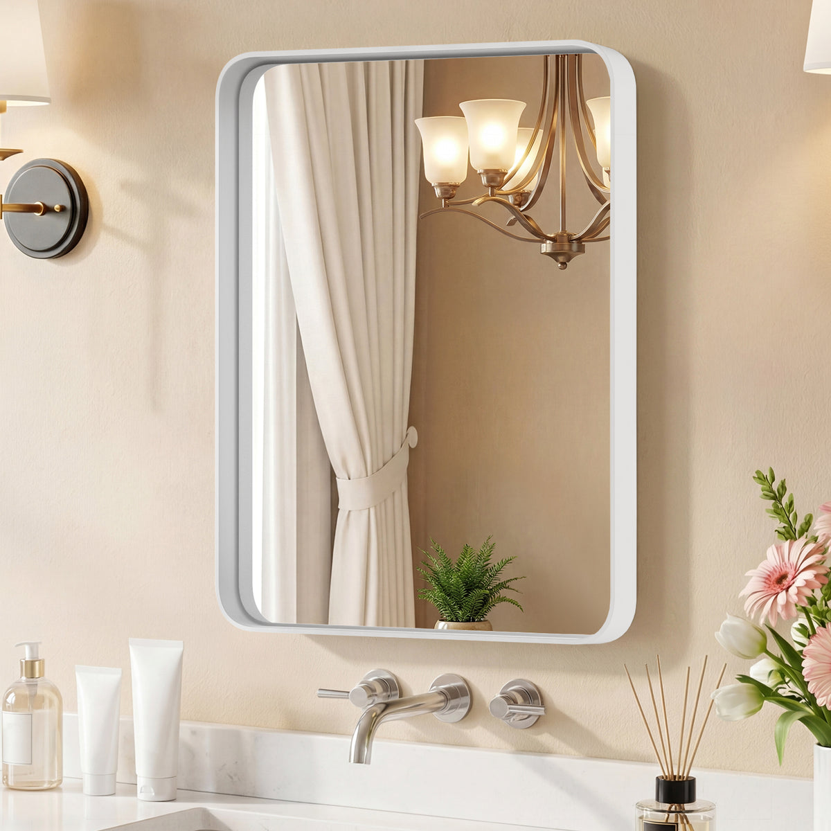 Metal-Frame Rectangular Wall Mirror