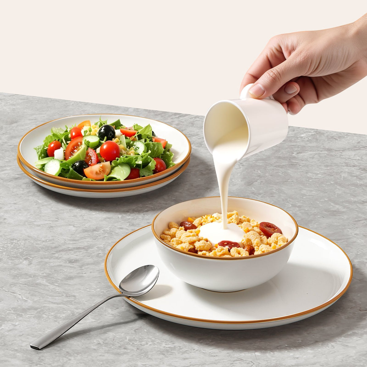 12-Piece White Ceramic Dinnerware Set for 4