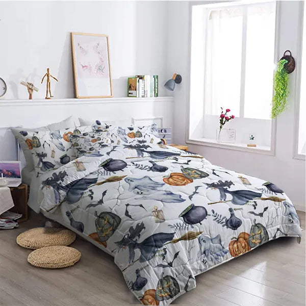 8-Piece Halloween Witch-Pattern Comforter Set